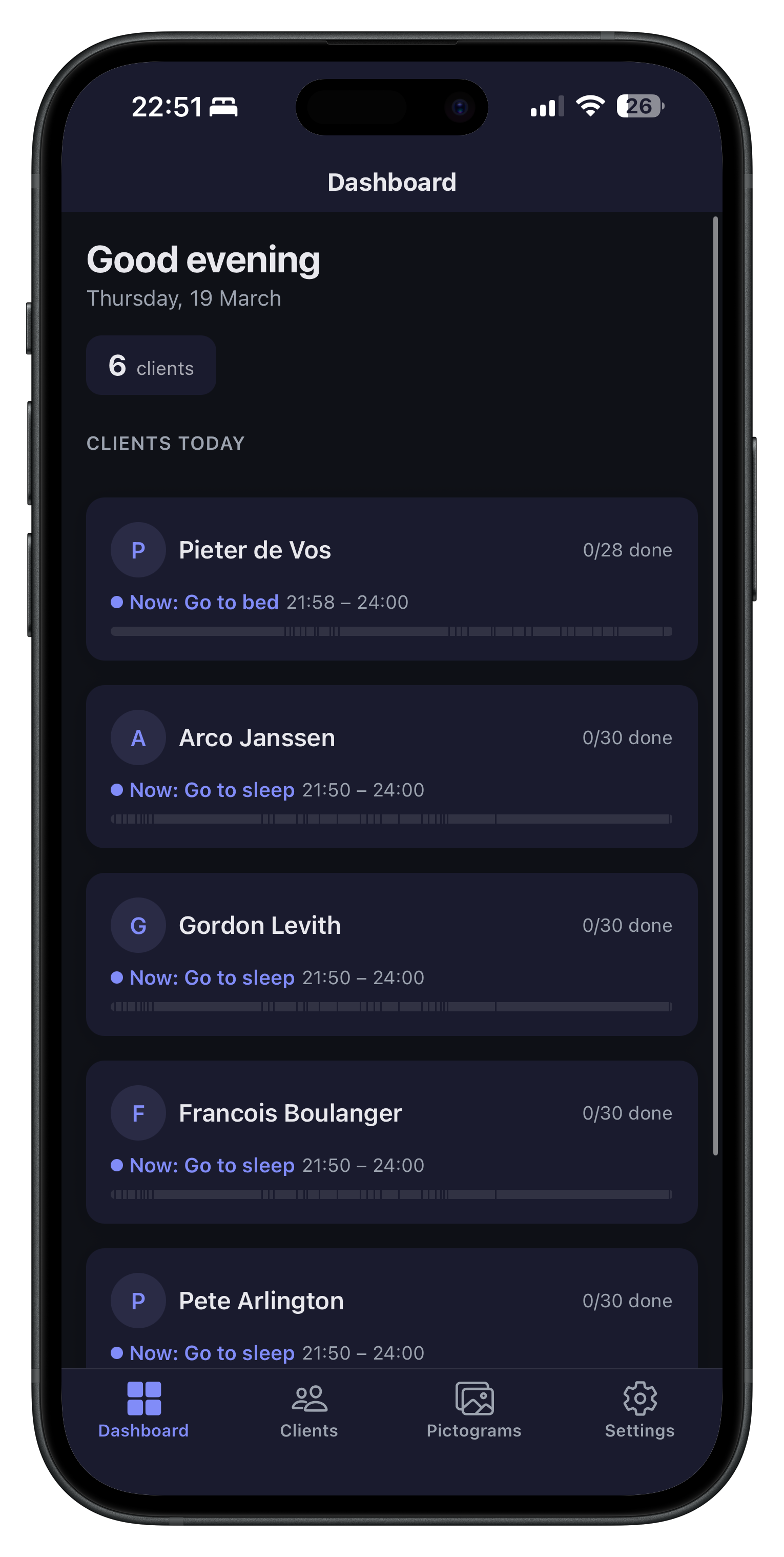 Mobile app for caregivers